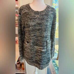 2 Sisters Fuzzy Knit Tunic Sweater Gray Multi Size M